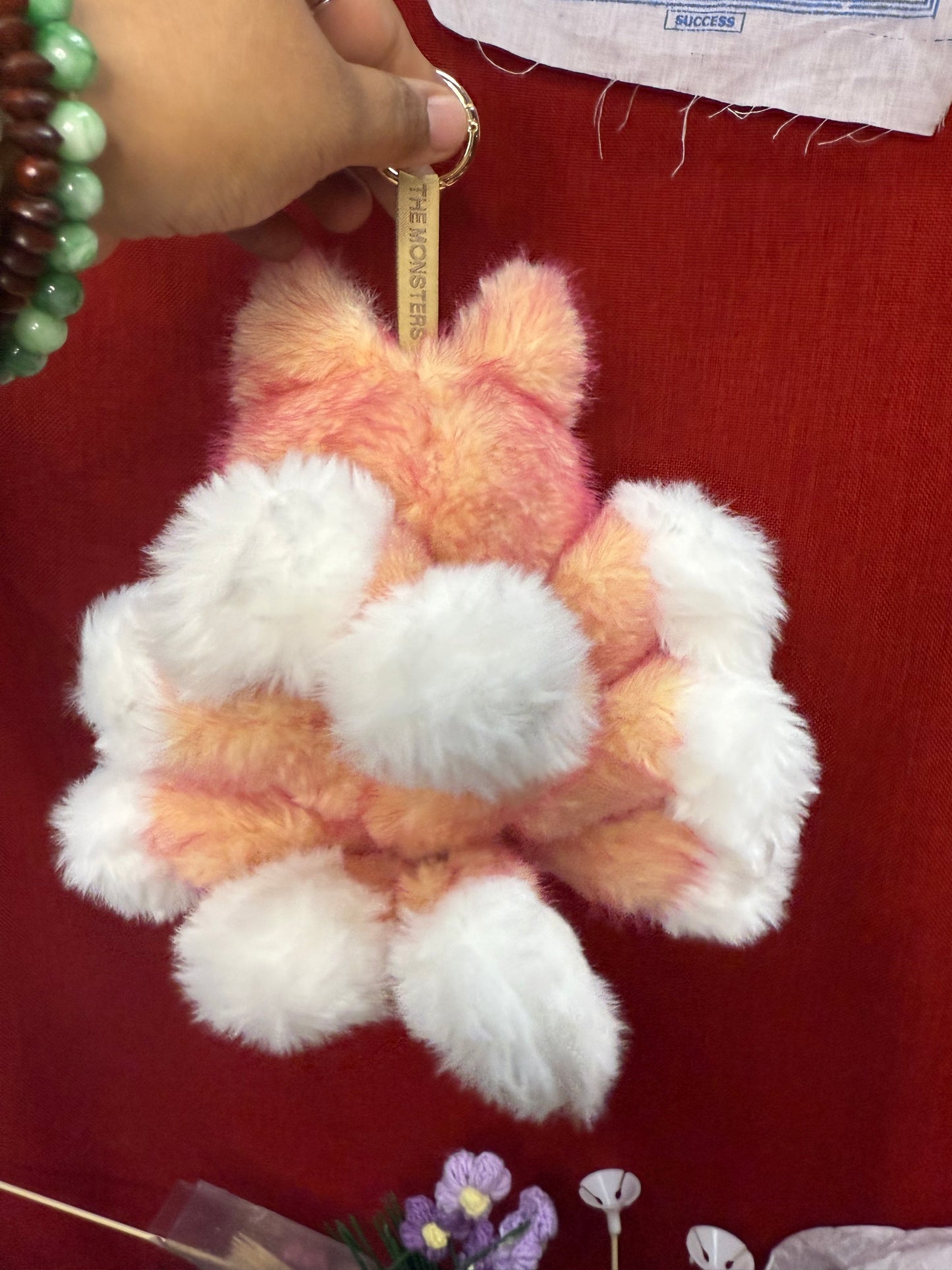 Two Toned Firery Peach Custom Nine-tailed Handmade Fluffy Labubu