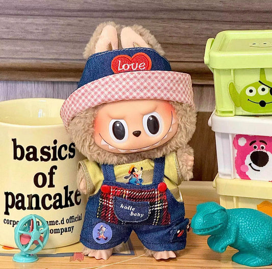 Goofy Jean Overalls Kawaii Cute Doll Labubu Outfit Clothes 17cm