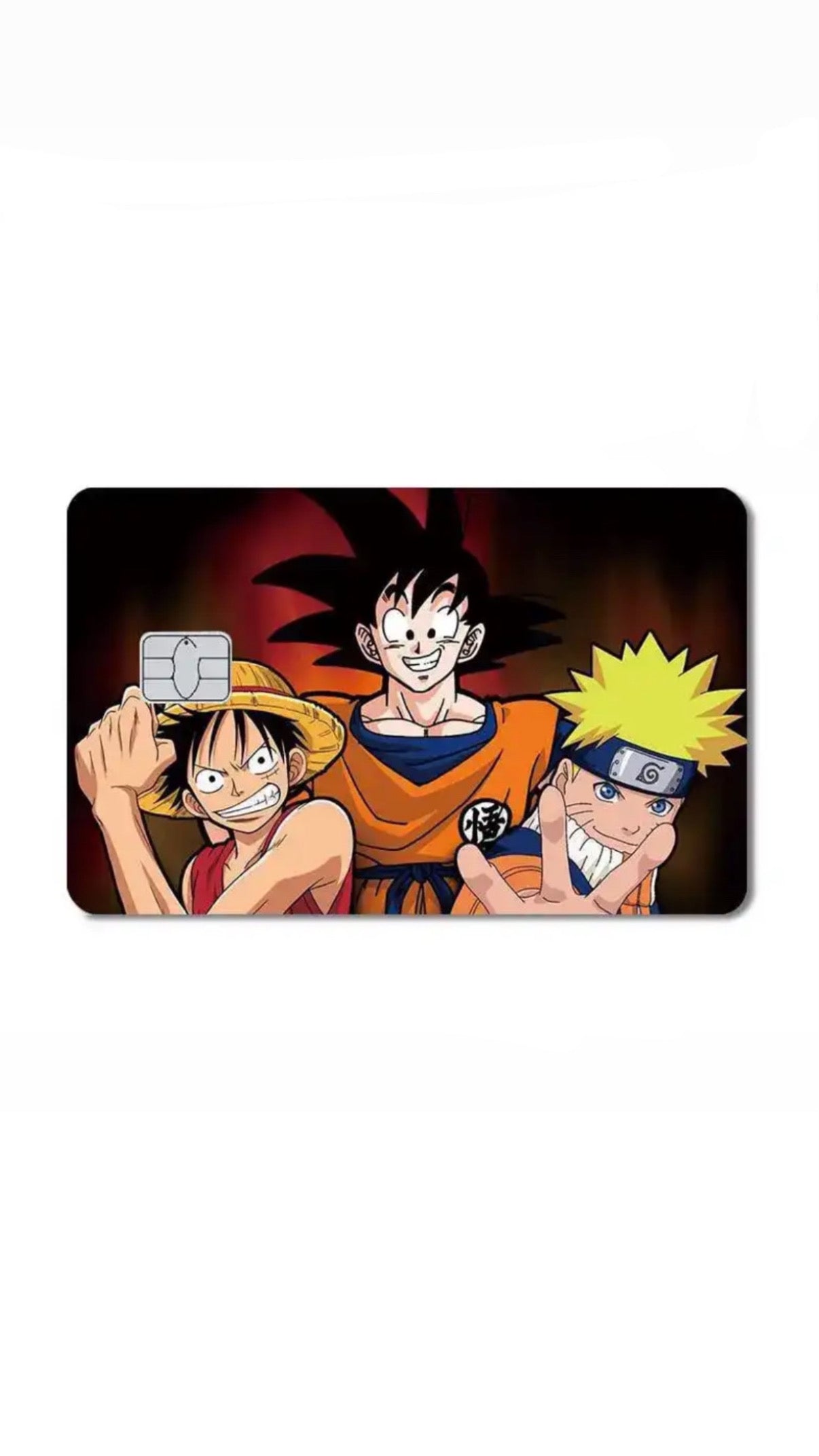 Big Three Shonen Goku, Naruto, and Luffy Anime Credit Card Sticker