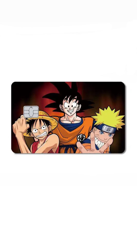 Big Three Shonen Goku, Naruto, and Luffy Anime Credit Card Sticker