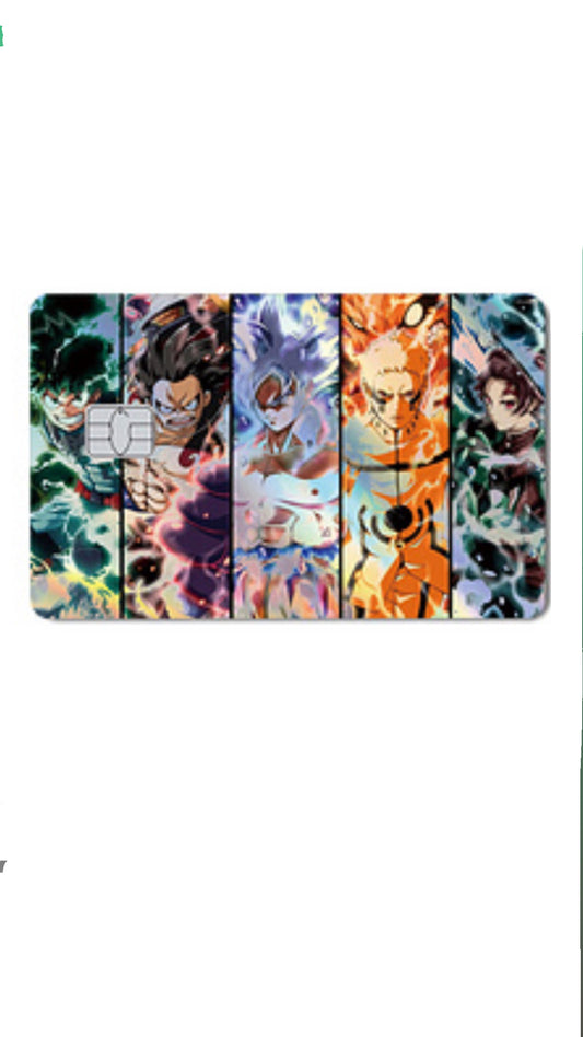 Anime Favorites My Hero Academia, One Piece, Dragon Ball Z, Naruto, and Demon Slayer Holographic Credit Card Sticker