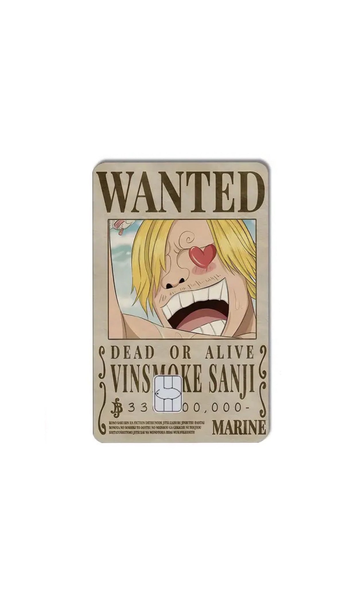 Sanji Wanted Poster One Piece Credit Card Sticker