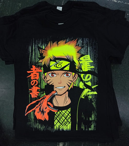 Naruto Kurama Naruto Shippuden Black Light Anime T-Shirt