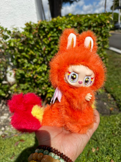 Orange Flame Fire Dragon Monster with Wings Custom Handmade Doll