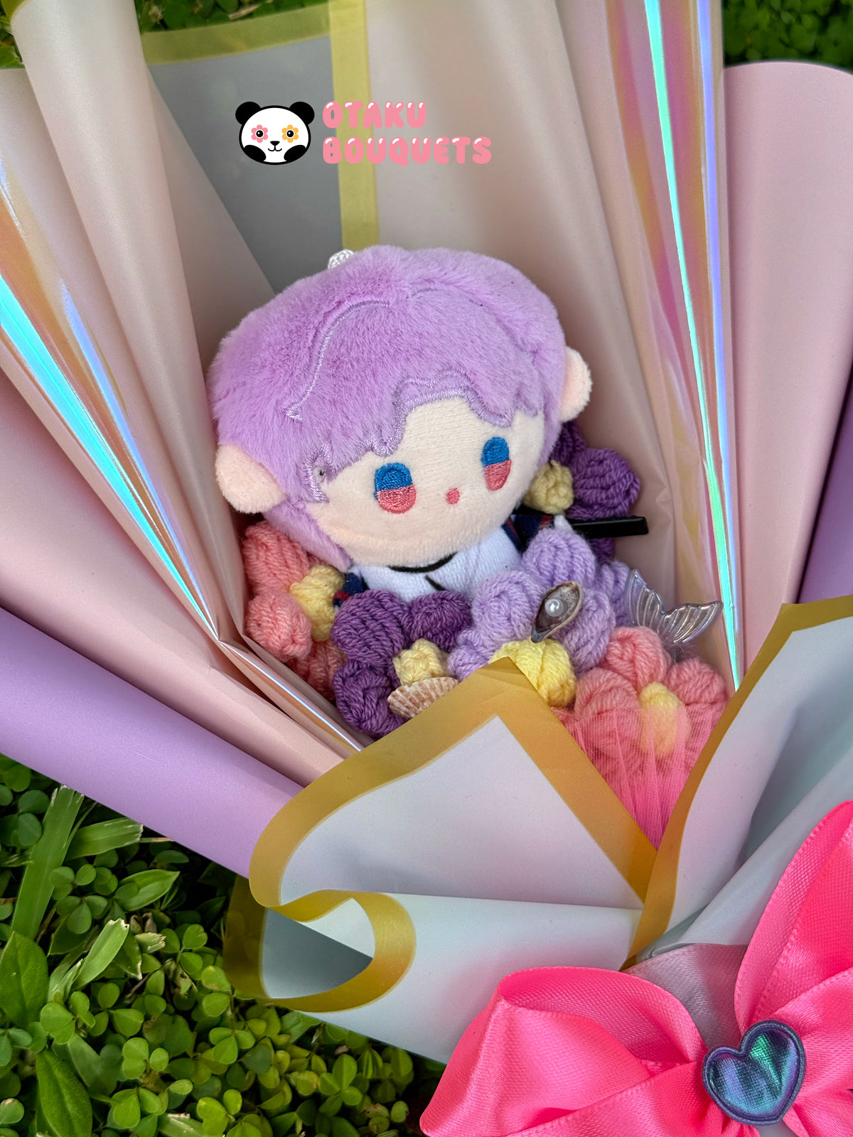 Small Rafayel Love and Deepspace LAD Plushie Crochet Flower Bouquet