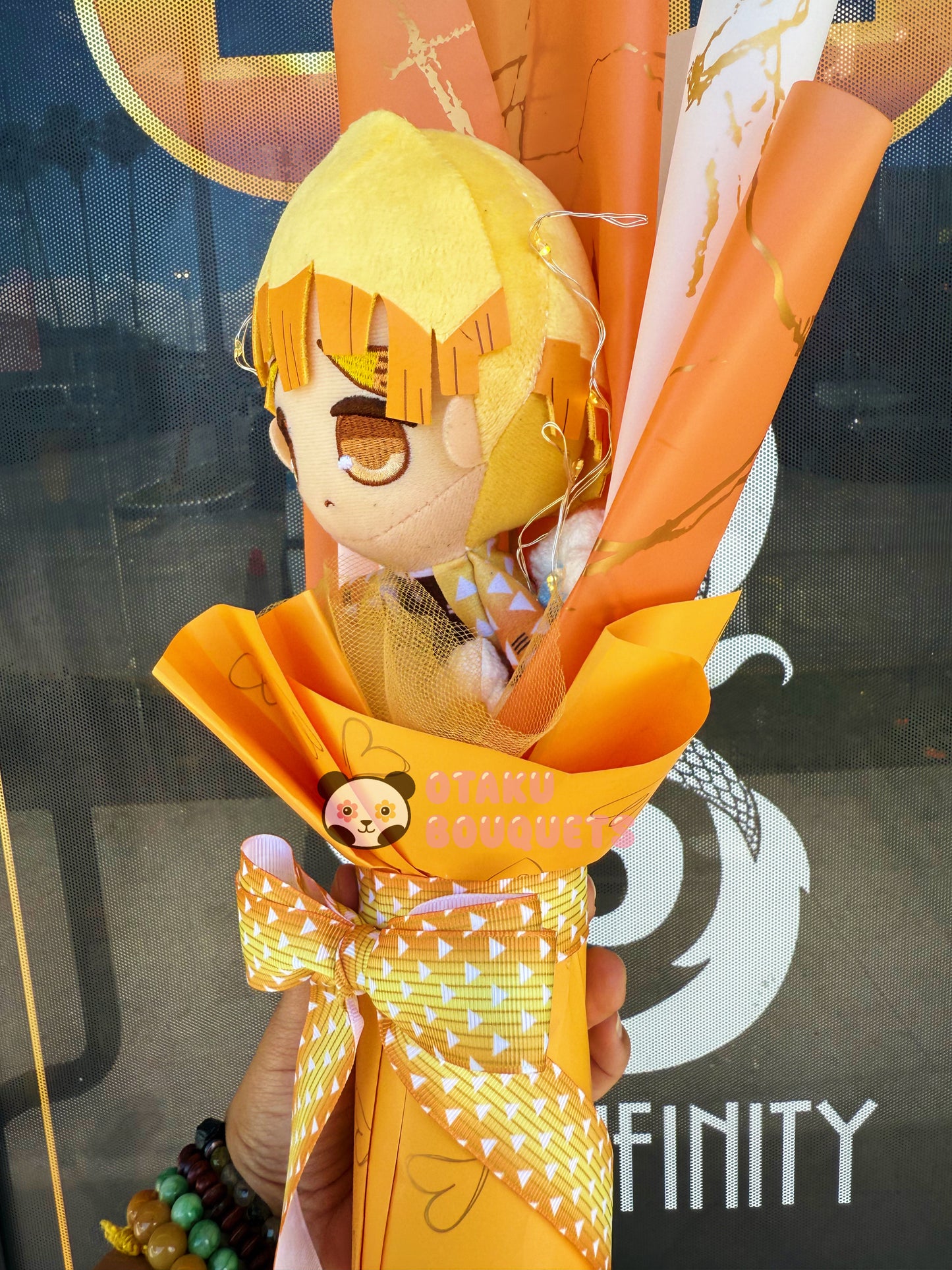 Small Electric Sleepy Demon “Hunter” Plush Anime Crochet Flowers Bouquet