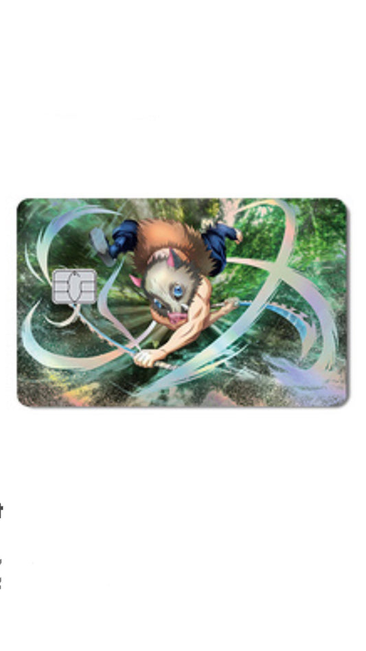 Inosuke Demon Slayer Holographic Anime Credit Card Sticker