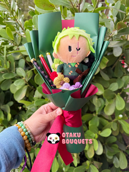 Small Swordsman Moss Pirate Crochet Flower Anime Plush Bouquet