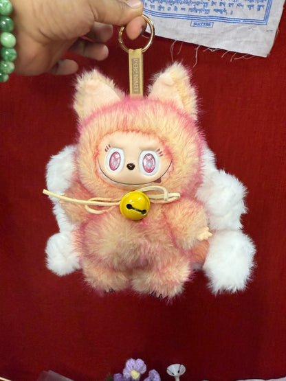 Two Toned Firery Peach Custom Nine-tailed Handmade Fluffy Labubu