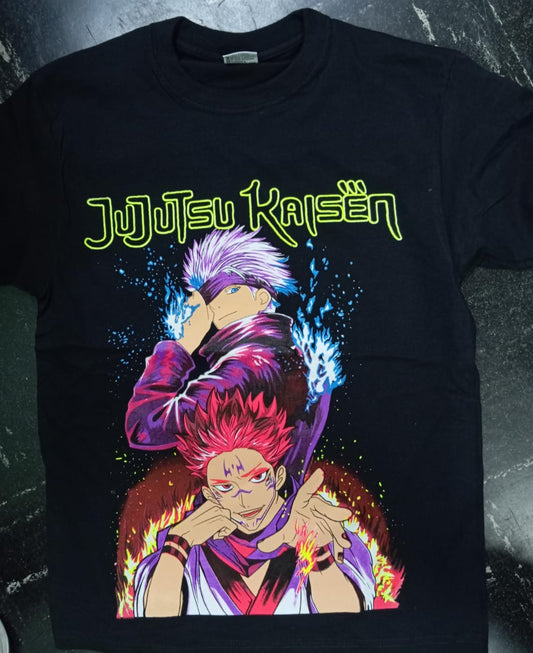 Gojo and Sakuna JJk Jujitsu Kaisen Black Light Anime T-Shirt