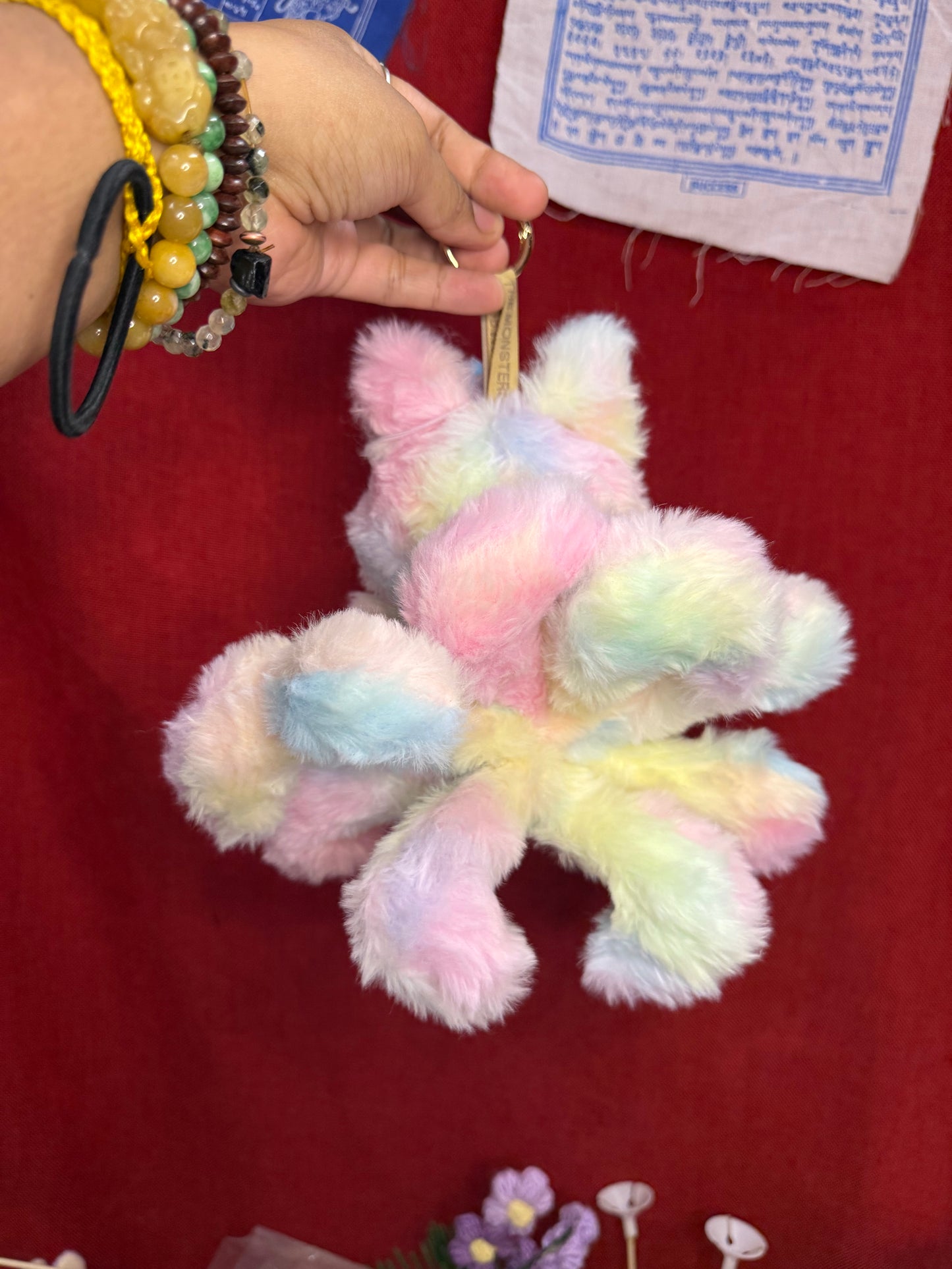 Rainbow Cotton Candy Custom Nine-tailed Handmade Fluffy Labubu