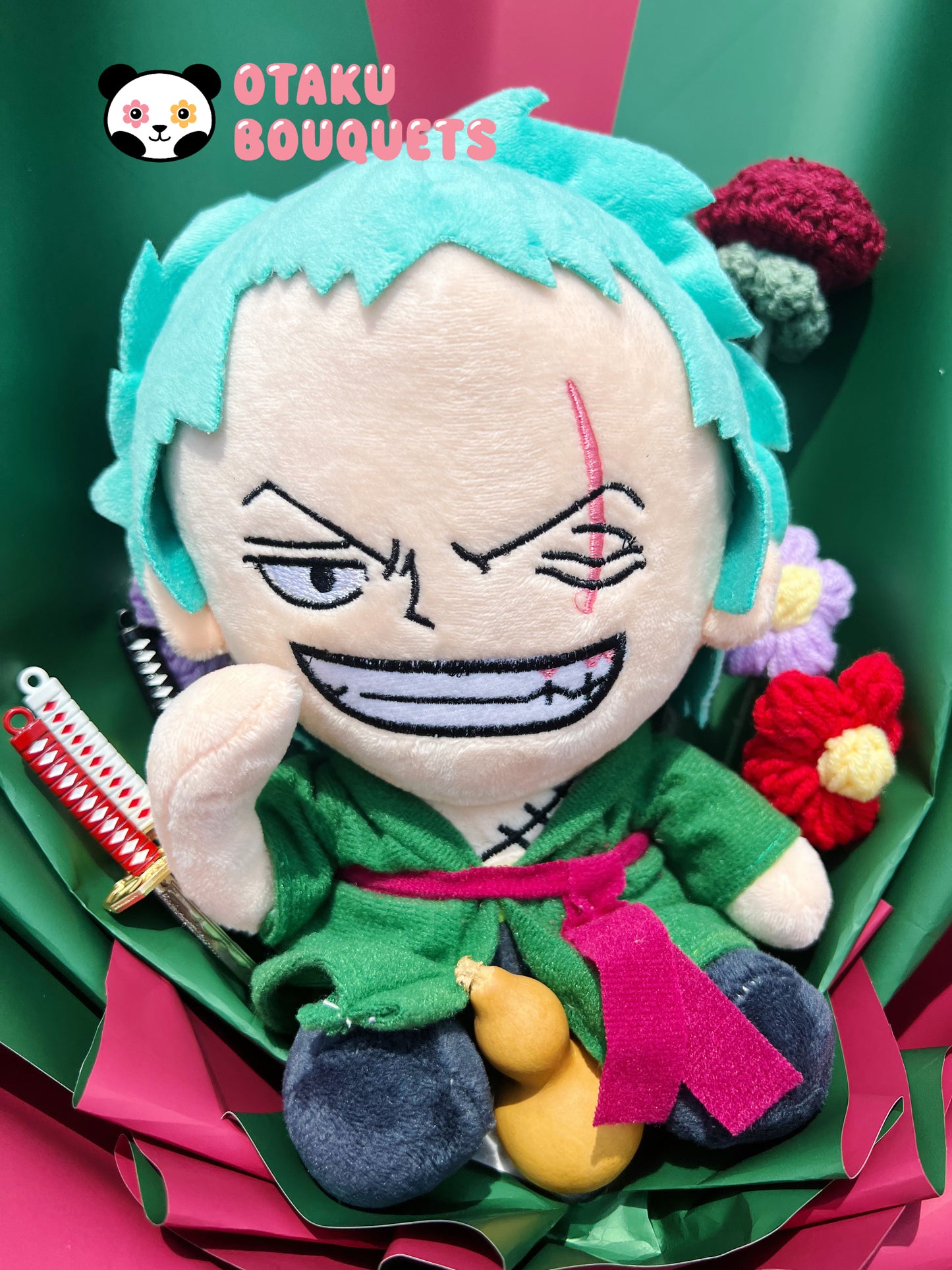 Three Sword Style Pirate Crochet Flower Anime Plush Bouquet