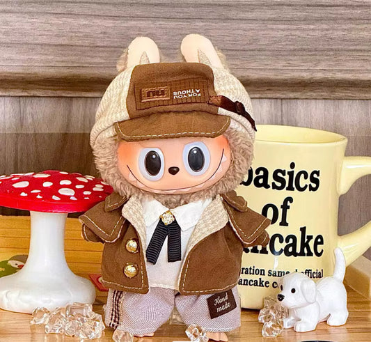 Sherlock Explorer Halloween Costume Cosplay Doll Labubu Outfit Clothes 17cm