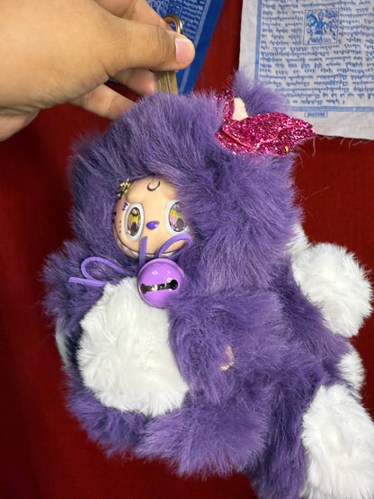 Crecent Moon Bedazzled Purple Custom Nine-tailed Handmade Fluffy Labubu