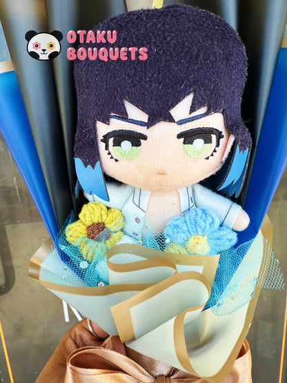 Japanese Plushie Inosuke in Pjs Demon Slayer Plush Bouquet