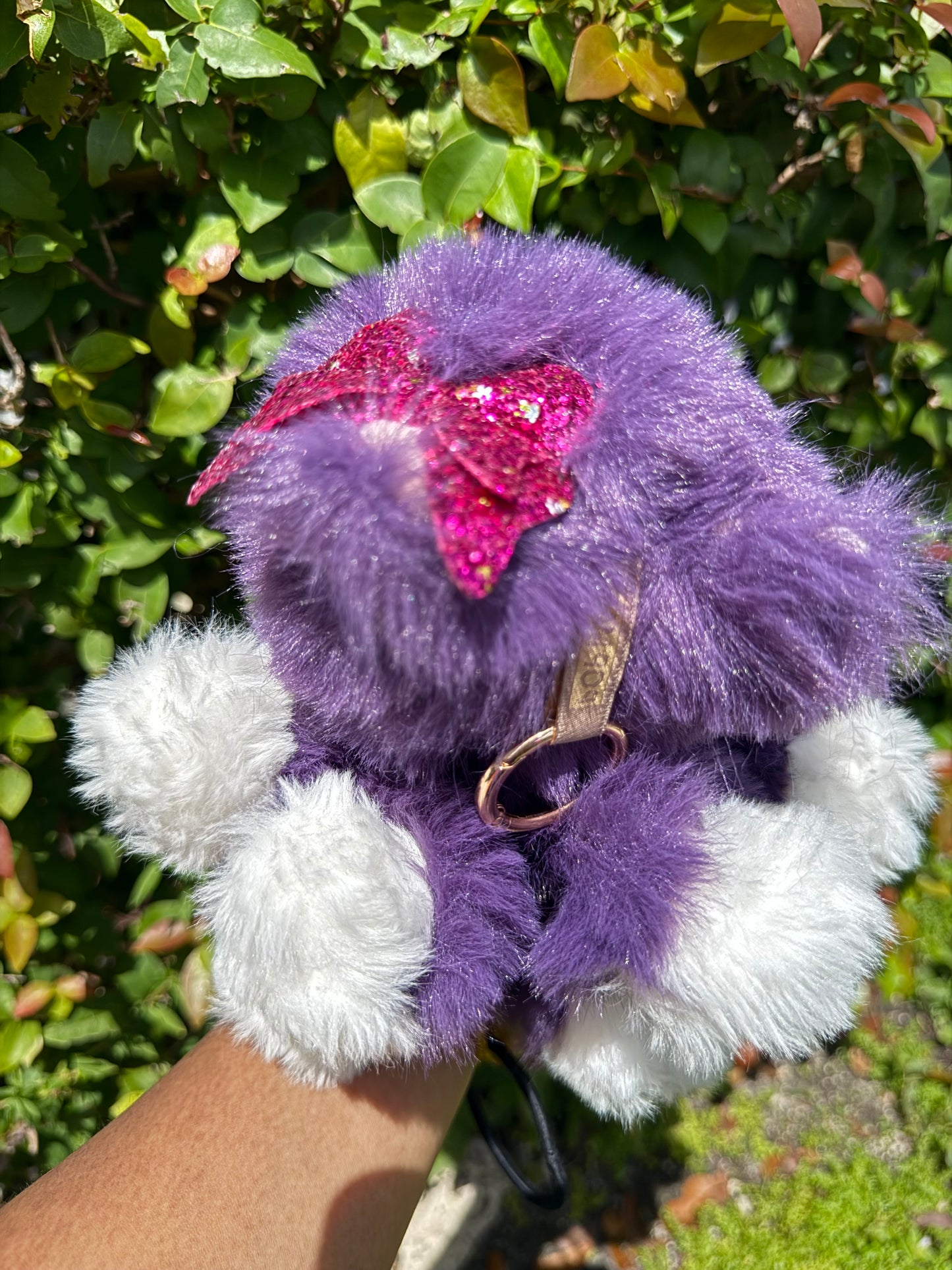 Crecent Moon Bedazzled Purple Custom Nine-tailed Handmade Fluffy Labubu