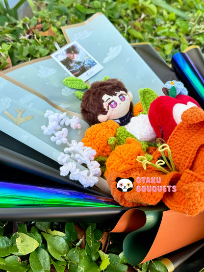 Caleb Love and Deepspace LAD Plushie Crochet Flower Bouquet