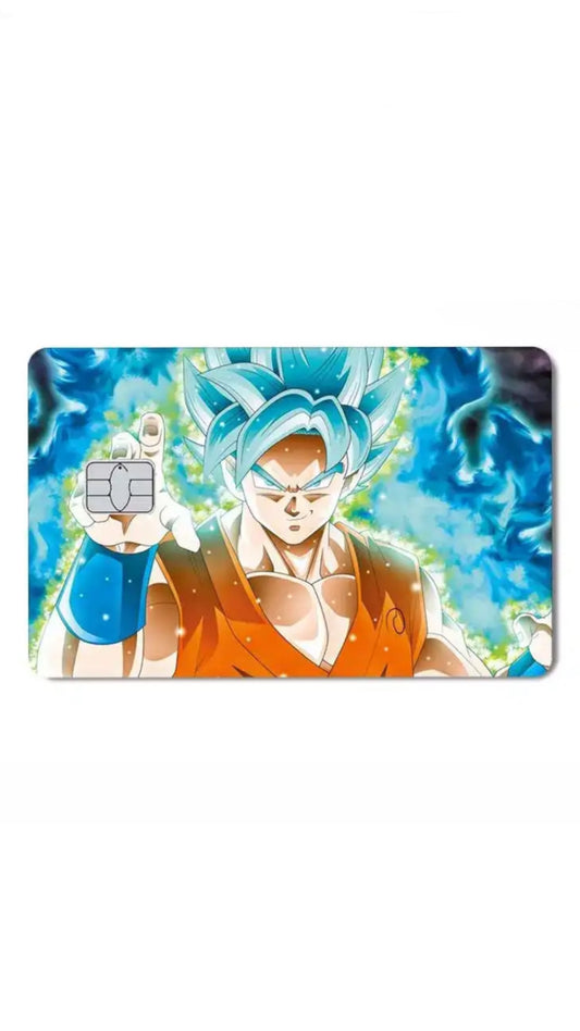 Blue Saiyan Goku Dragon Ball Z Anime Credit Card Sticker