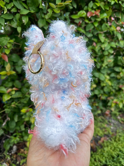 Curly Hair White Colored Dragon Custom Handmade Fluffy Labubu