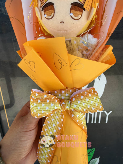 Small Electric Sleepy Demon “Hunter” Plush Anime Crochet Flowers Bouquet