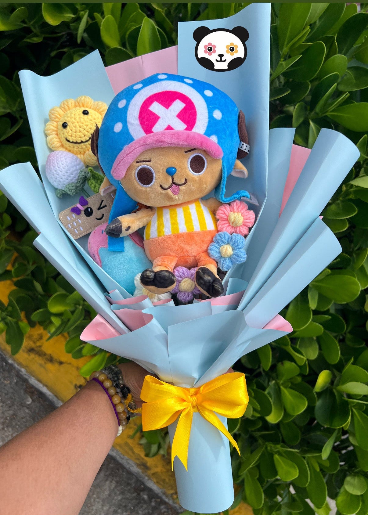 Cute Reindeer Doctor Pirate Crochet Flower Anime Plush Bouquet