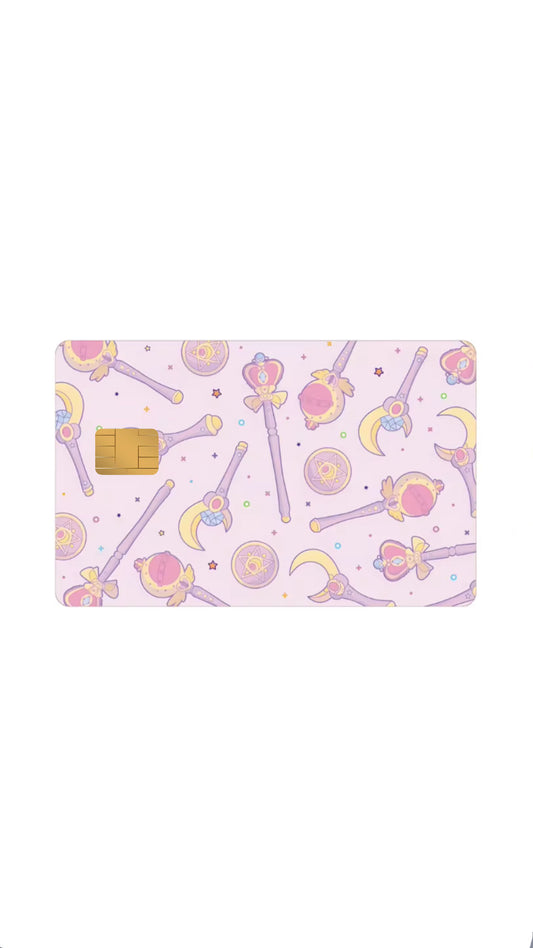 Wand and Brooche Pattern Sailor Moon Manga Anime Credit Card Sticker