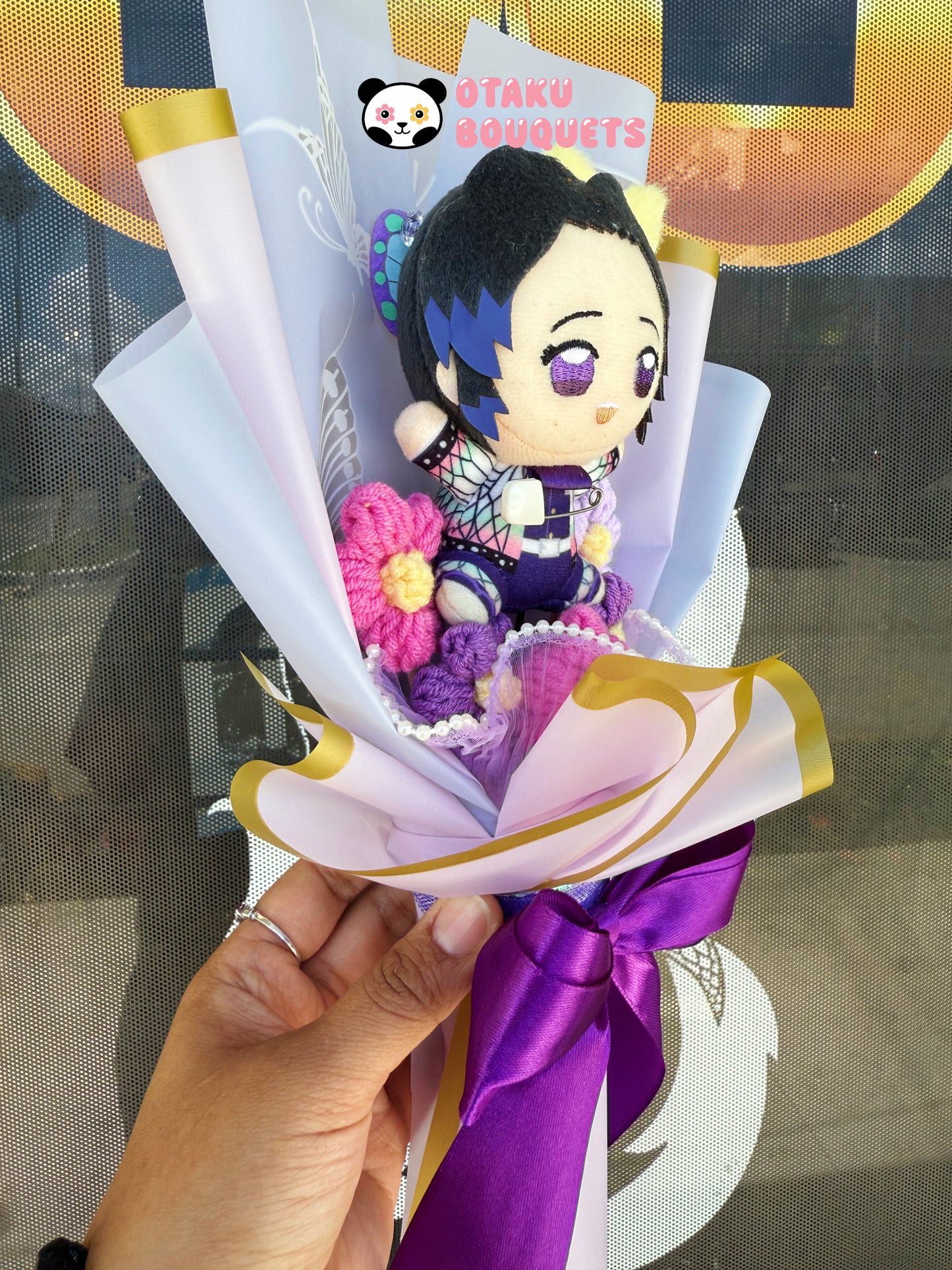 Small Butterfly Demon “Hunter” Plush Anime Crochet Flowers Bouquet