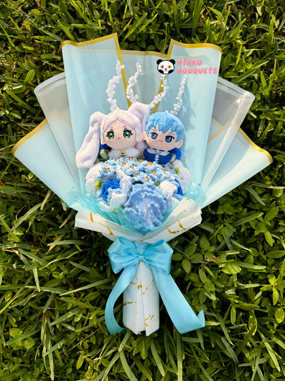 Free-ren and Hymmel Plushie Crochet Flower Bouquet