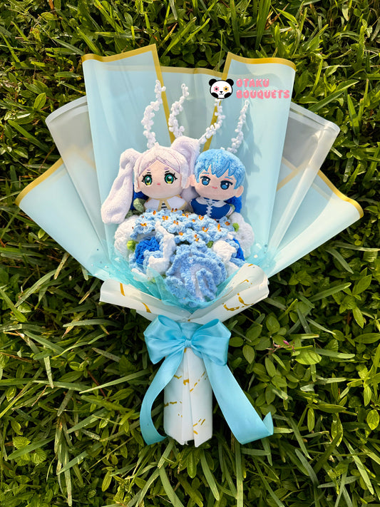 Free-ren and Hymmel Anime Plushie Crochet Flower Bouquet