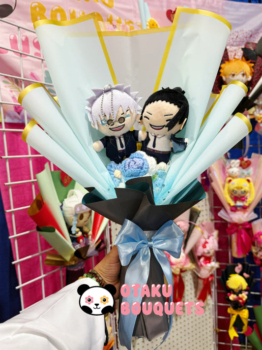 White Haired Daddy and Racist Bestie Anime Plushie Crochet Flower Bouquet