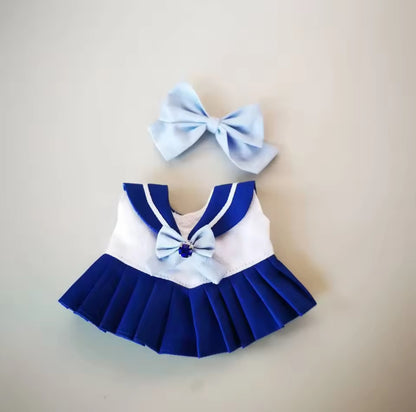 Sailor Mercury Doll Labubu Anime Costume Cosplay Sailor Scout Clothes 17cm