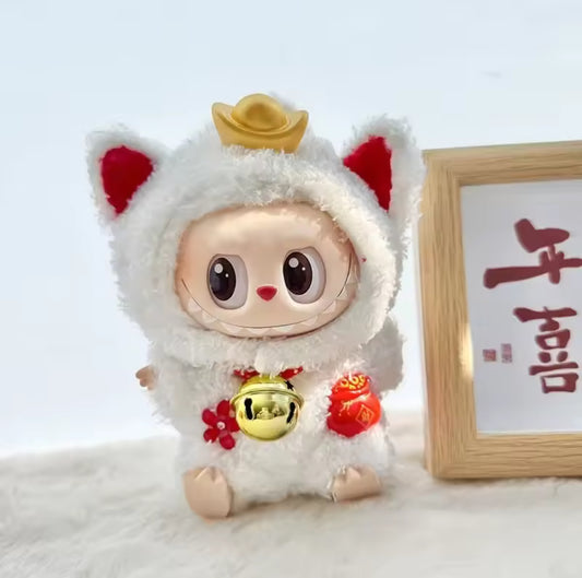 Lucky Cat Kawaii Cute Doll Labubu Anime Costume Cosplay Clothes 17cm