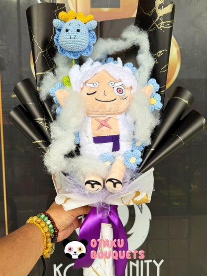 Rubber Pirate Vs Blue Dragon Light Up Anime Plushie Crochet Flower Bouquet