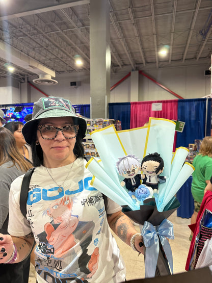 White Haired Daddy and Racist Bestie Anime Plushie Crochet Flower Bouquet