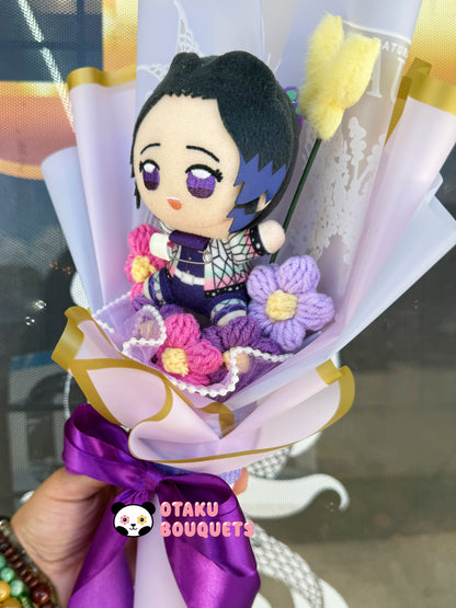 Small Butterfly Demon “Hunter” Plush Anime Crochet Flowers Bouquet