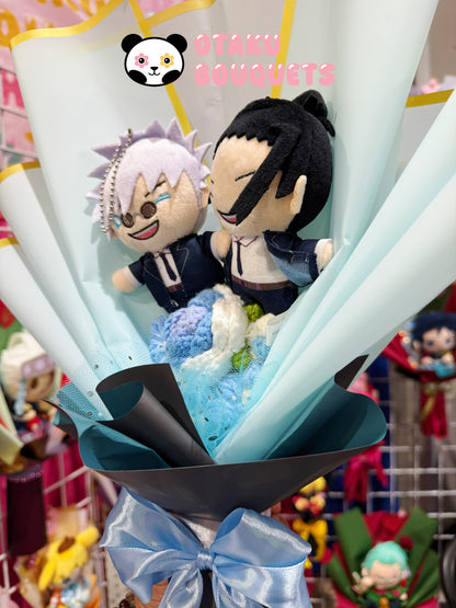 White Haired Daddy and Racist Bestie Anime Plushie Crochet Flower Bouquet