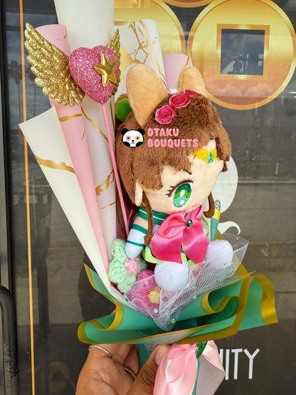 Jupiter Macaron Magical Girl Kawaii Anime Moon Plush Crochet Flower Bouquet