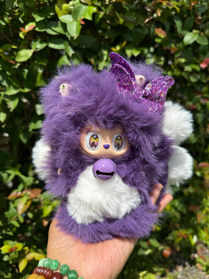 Star Bedazzled Purple Custom Nine-tailed Handmade Fluffy Labubu
