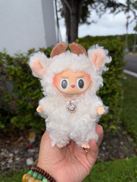 White Curly Cow Custom Handmade Fluffy Doll