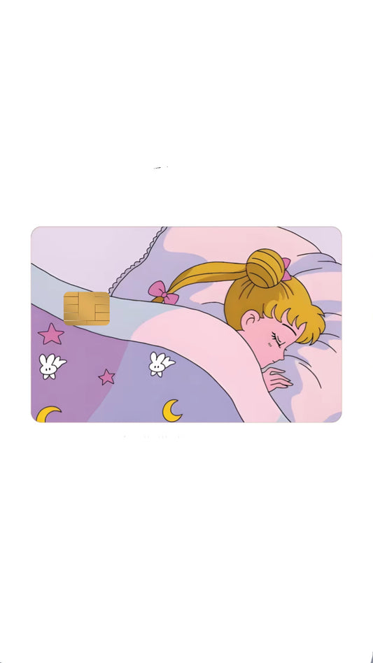 Usagi Sleeping in Bed Sheets Sailor Moon Manga Anime Credit Card Sticker