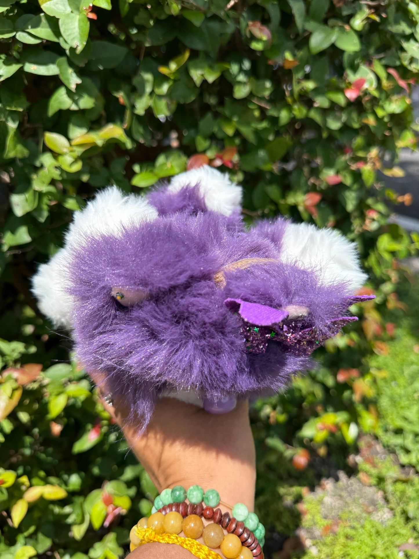 Star Bedazzled Purple Custom Nine-tailed Handmade Fluffy Labubu