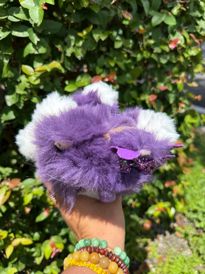 Star Bedazzled Purple Custom Nine-tailed Handmade Fluffy Labubu