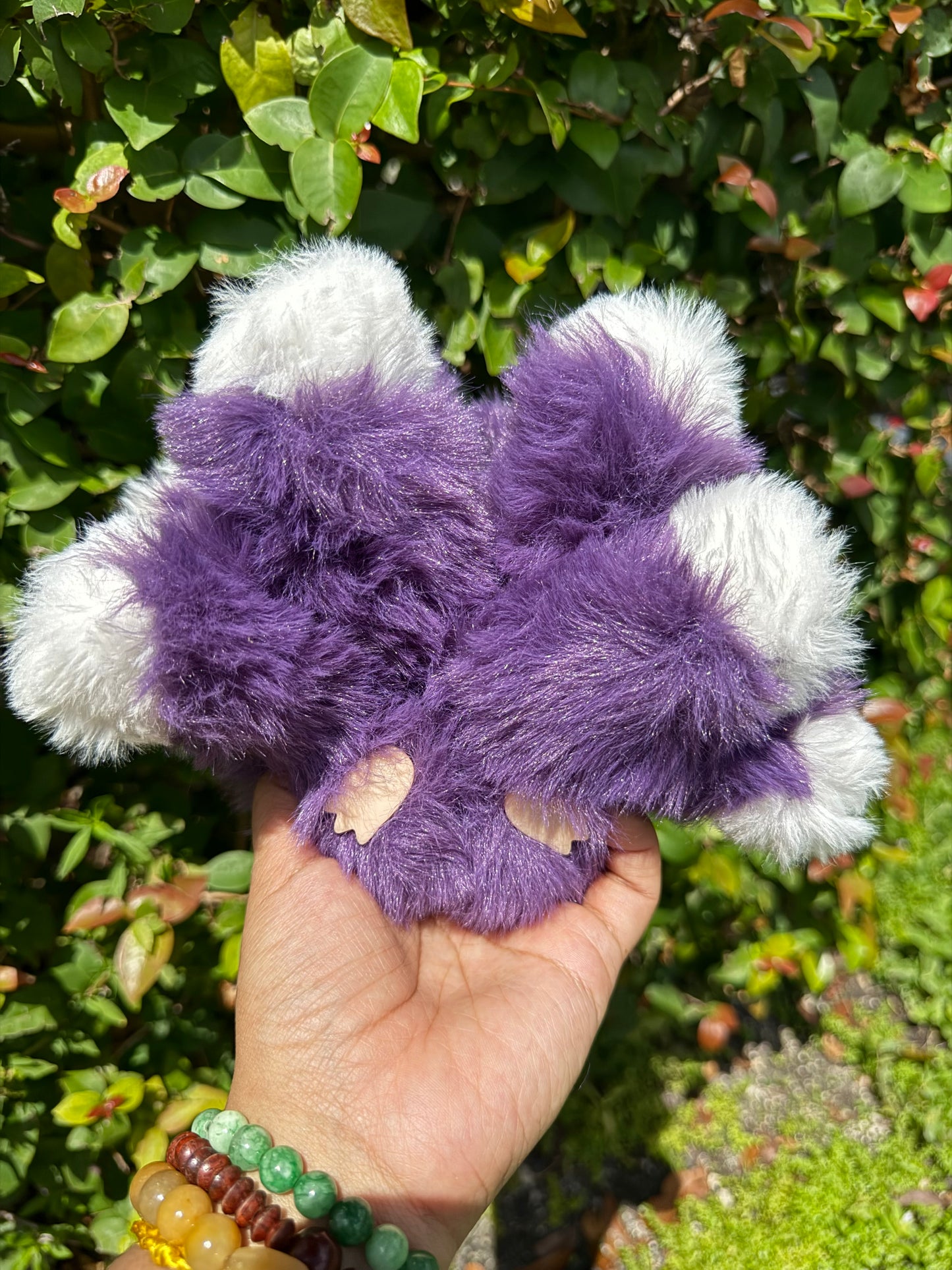 Crecent Moon Bedazzled Purple Custom Nine-tailed Handmade Fluffy Labubu