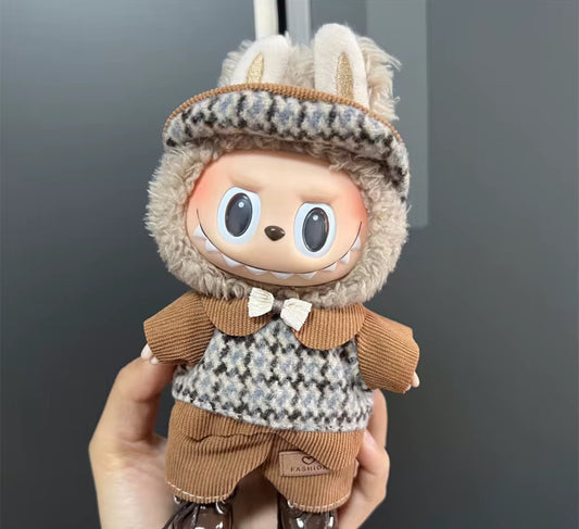 Brown Set Kawaii Cute Doll Labubu Outfit Clothes 17cm