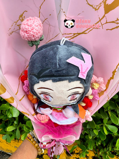 Demon Sister “Hunter” Plush Anime Crochet Flowers Bouquet