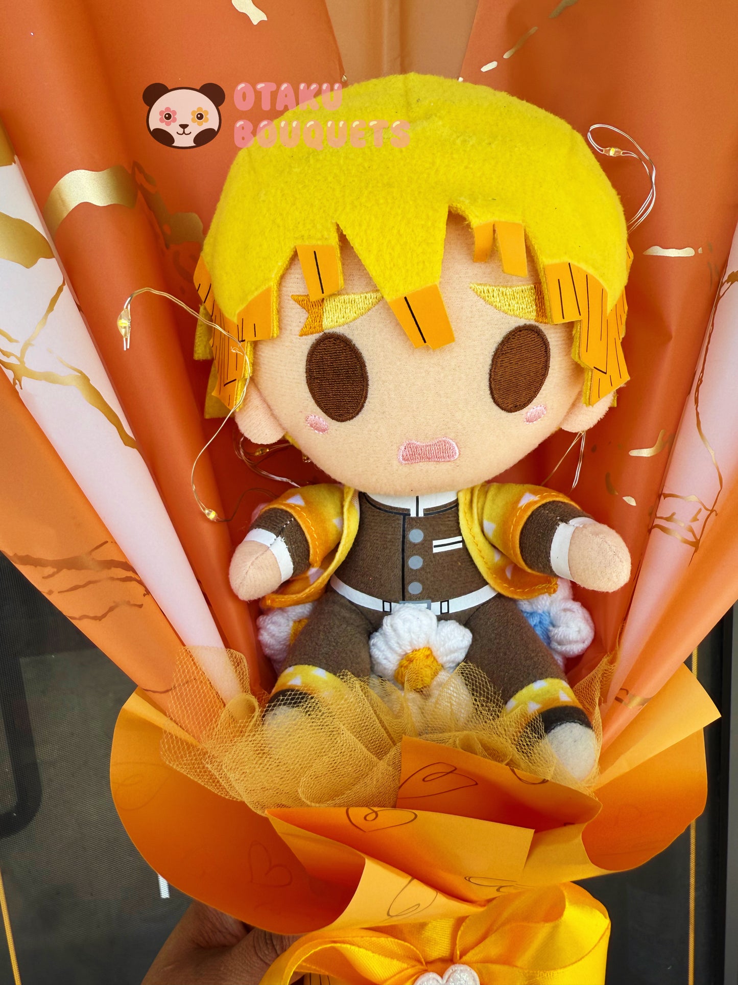 Japanese Plushie Zenitsu Light Up Demon Slayer Plush Bouquet