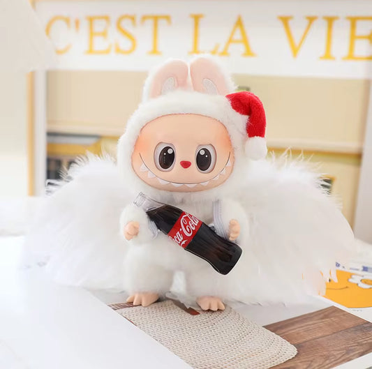 White Feature Angel Wings Kawaii Cute Doll Labubu Anime Costume Cosplay Clothes 17cm