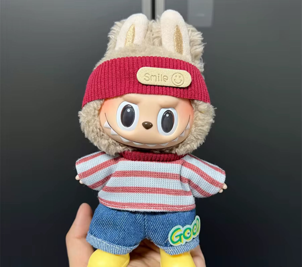 Red Striped Jeans Outfit Set Kawaii Cute Doll Outfit Clothes 17cm