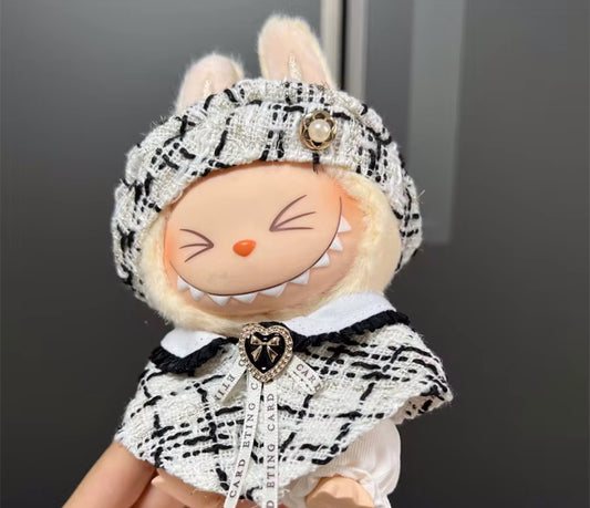 Hat High Class Crown Eting Card Dress Fancy Fashion Designer Kawaii Cute Doll Labubu Outfit Clothes 17cm