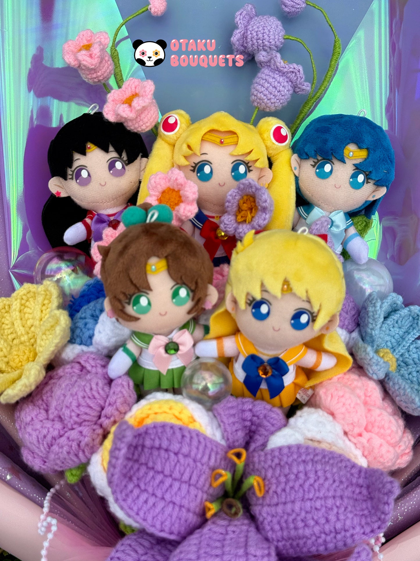 Magical Girl Scouts Senshi Warriors Anime Crochet Flowers Plush Bouquet